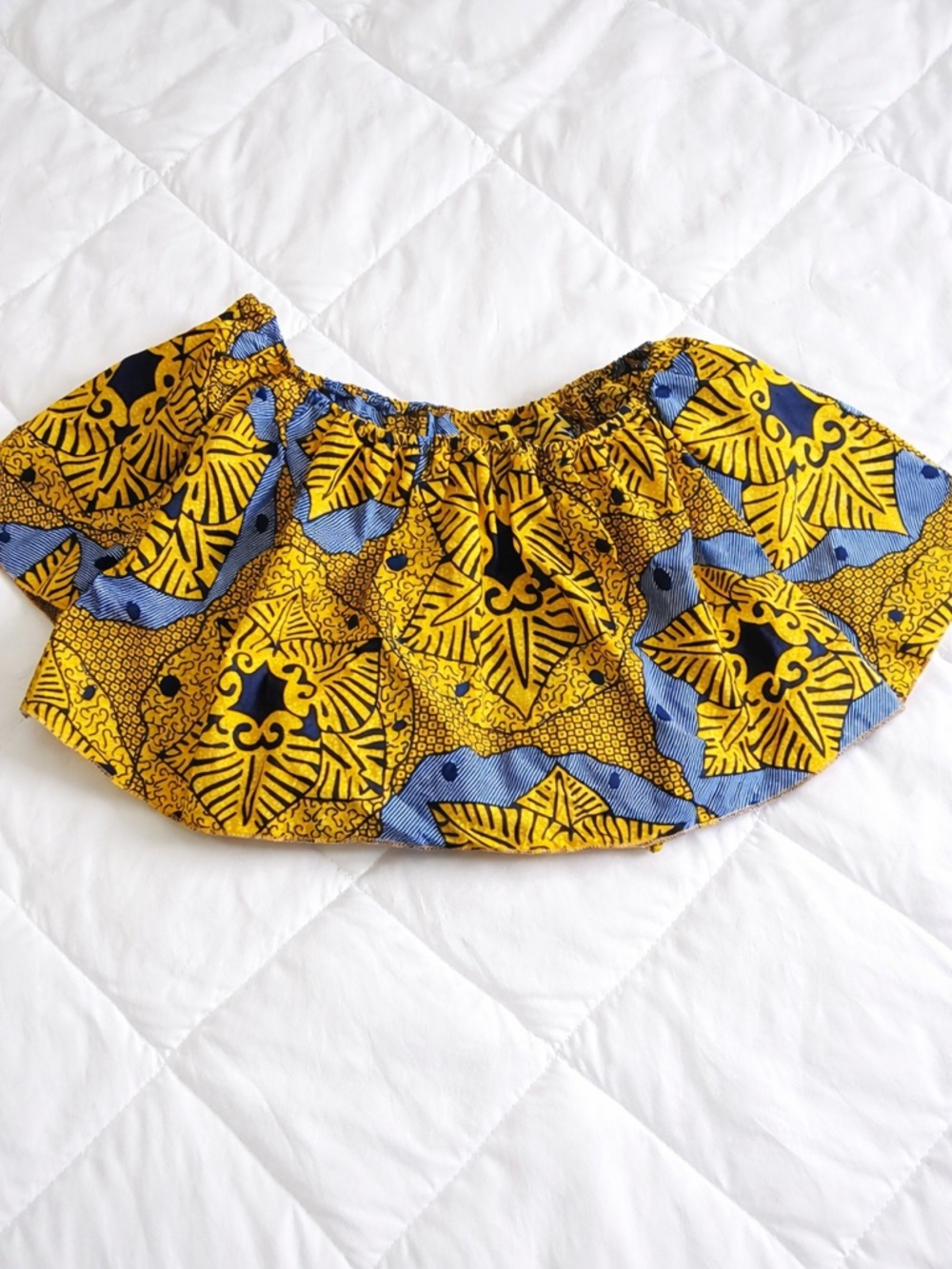 African Print Off Shoulder Crop Top XL XXL Ankara Ruffle Top - Picture 3 of 4